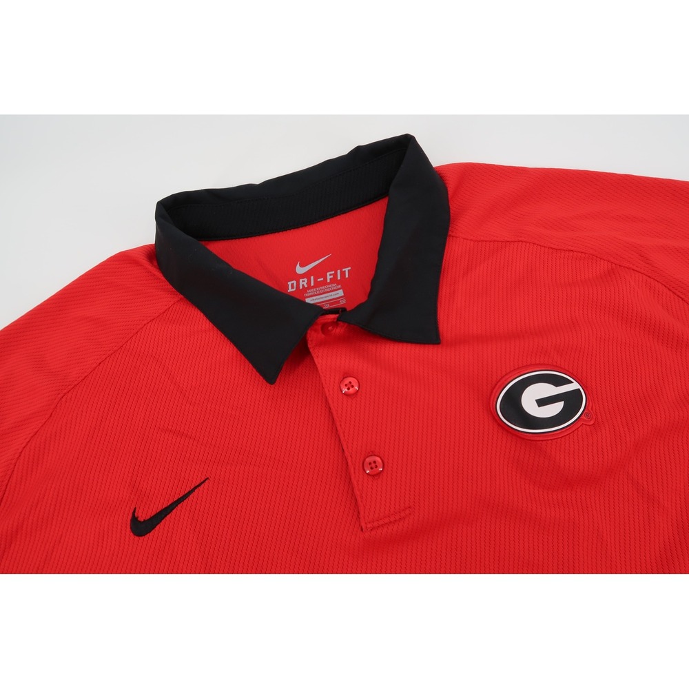 Nike Georgia Bulldogs‎ Polo Shirt Mens XL Red Black Dri-FIT Performance Golf